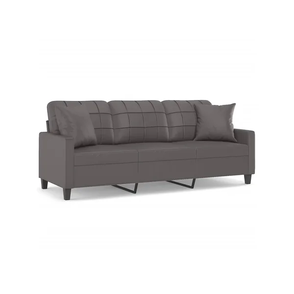 Sofá De 3 Plazas VIDAXL Gris Cuero artificial