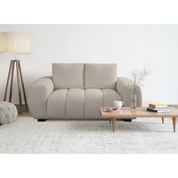 Sofá de chenilla “Cambon” – 2 plazas – Beige - Imagen 2