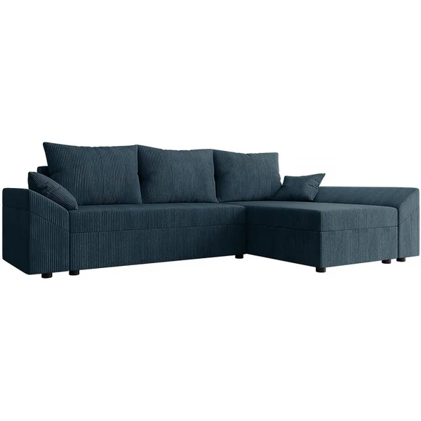Sofá esquinero convertible con cómoda "Vaugirard" de pana - 3 plazas - Azul