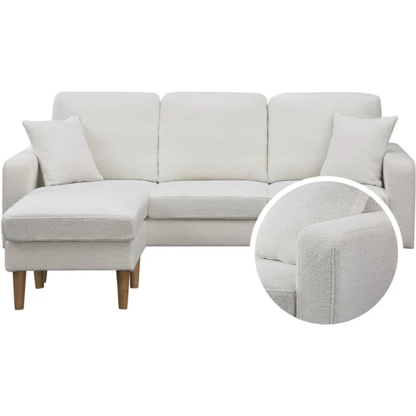 Sofá esquinero de tela reversible "Gabby" - 3 plazas - Blanco