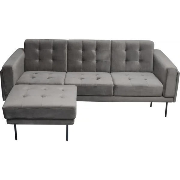 Sofá esquinero reversible de terciopelo "Noé" - 3 plazas - Gris