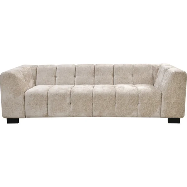 Sofá reto de design em tecido chenille 3 lugares "Foch" - Bege