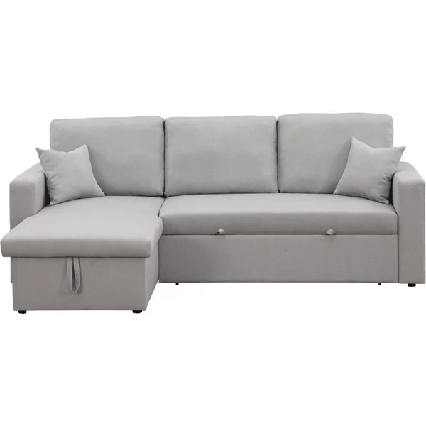 Sofá rinconera convertible/reversible "Alain" con box - 3 plazas - Gris claro