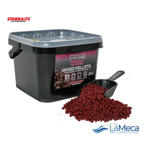 STARBAITS PROBIOTIC PEACH MANGO MIXED PELLETS 2KG + PALA