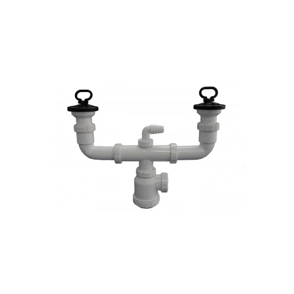 T-44 Sifón doble fregadero botella doble válvula 1 1/2" - Ø70