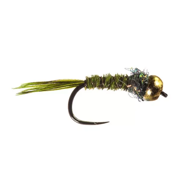 Tiny Olive Pheasant Nymph Brass Bead BL ninfa con bola