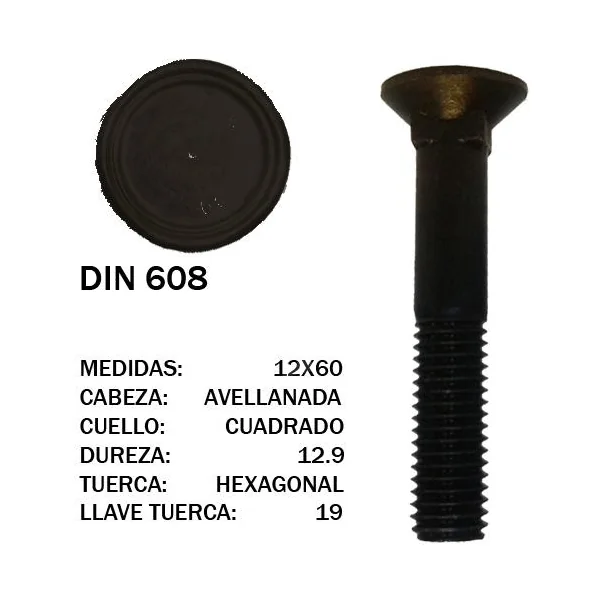TORNILLO 12X60 DUREZA 12,9 - Imagen 2