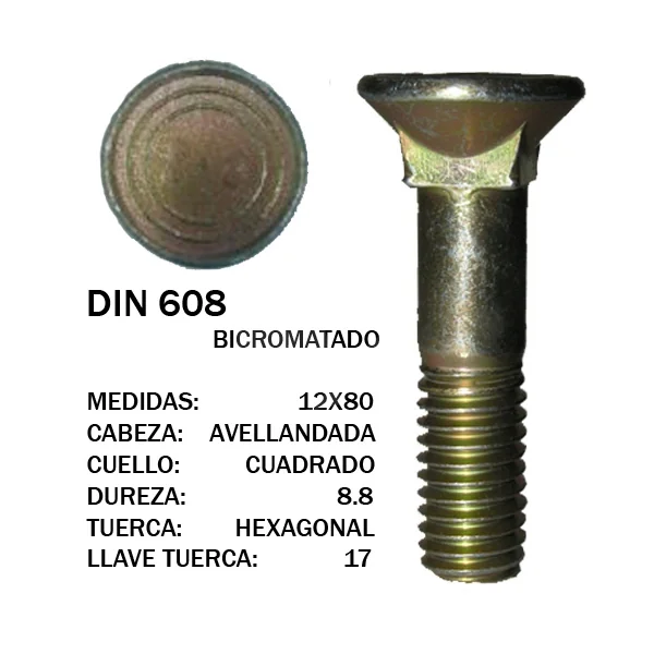 TORNILLO ARADO DIN 608 12X80 8,8
