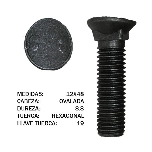 TORNILLO CONICO OVAL 12X48 8.8 - Imagen 2