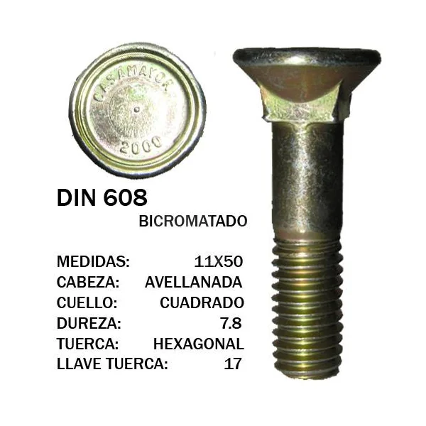 TORNILLO DIN 608 11X50 BICROMATADO 7.8 - Imagen 2