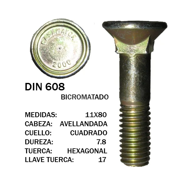 TORNILLO DIN 608 11X80 BICROMATADO 7.8