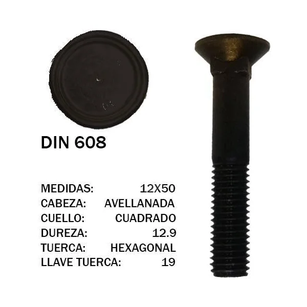 TORNILLO DIN 608 12X50 12,9
