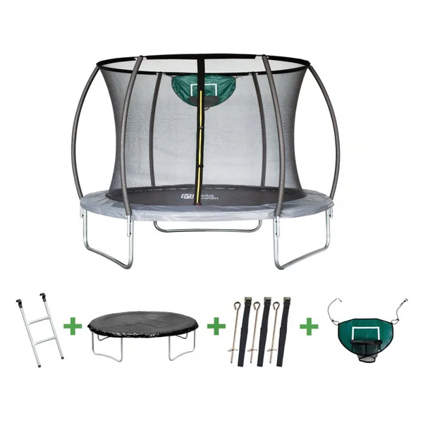 Trampolim “jumper” Prestige de 3,65 m e cesta de basquete