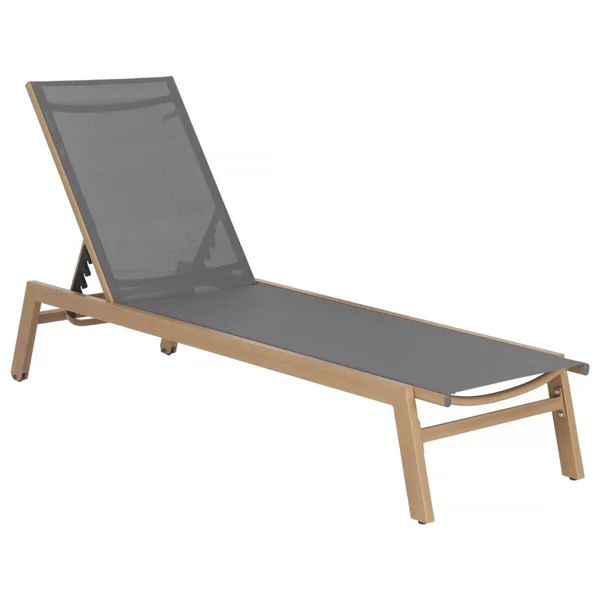 Tumbona de aluminio "Elysia" efecto madera - Gris
