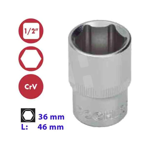 VASO HEXAGONAL 1/2" 36MM
