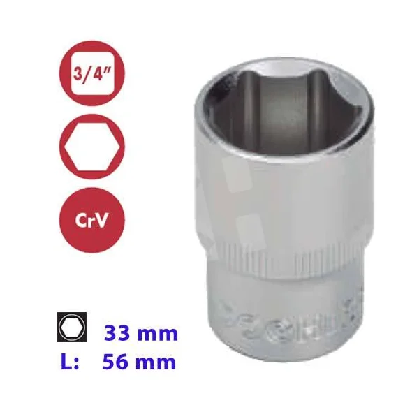 VASO HEXAGONAL 3/4" 33 MM