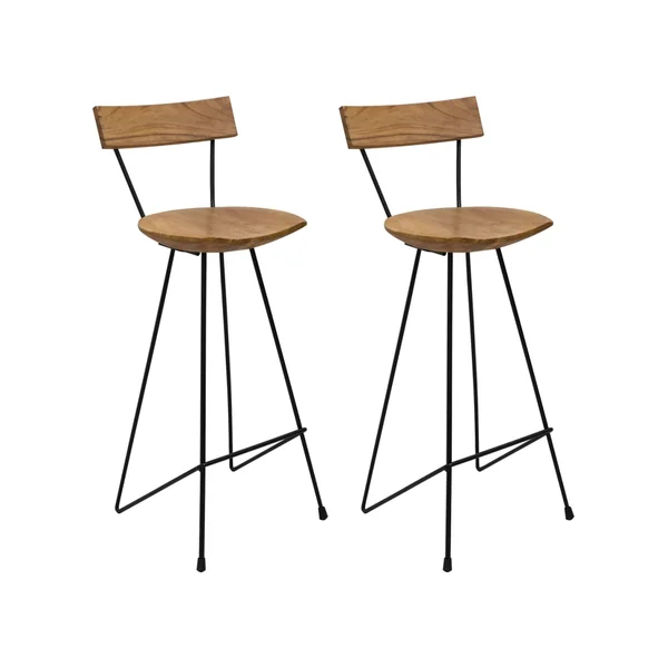 vidaXL Bancos de bar 2 pcs madeira de teca maciça