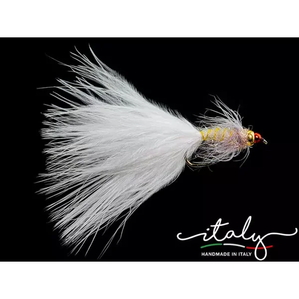 White Heavy TG Marabou Leech Evo streamer