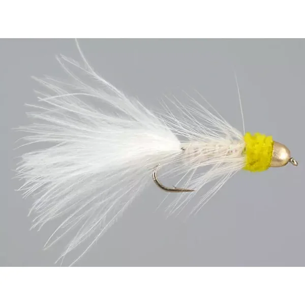 White Yellow WB Conehead streamer trucha
