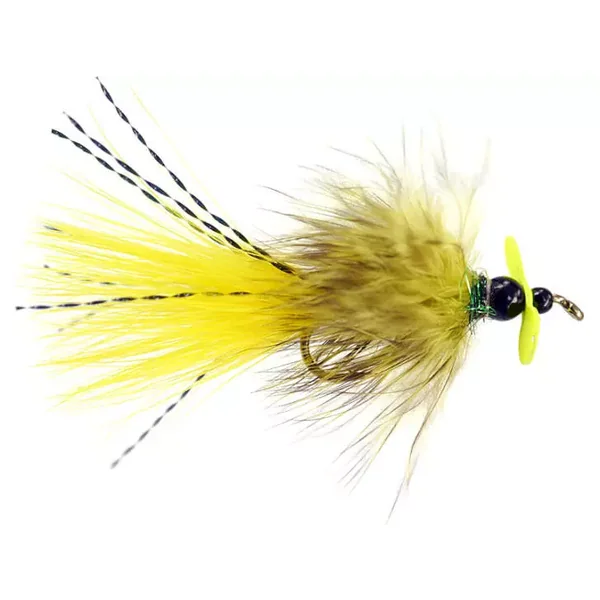 Yellow Hot Wooly Bugger Evo streamer lago - Imagen 3